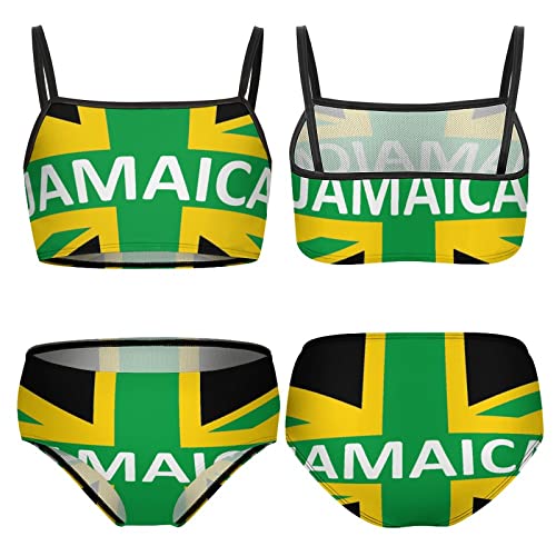 Jamaican Kingdom Flag Girl's 2 Piece Swimsuit Prints Bathing Suits Tankini Set Kids Summer Beach Wear Sports Bikini2