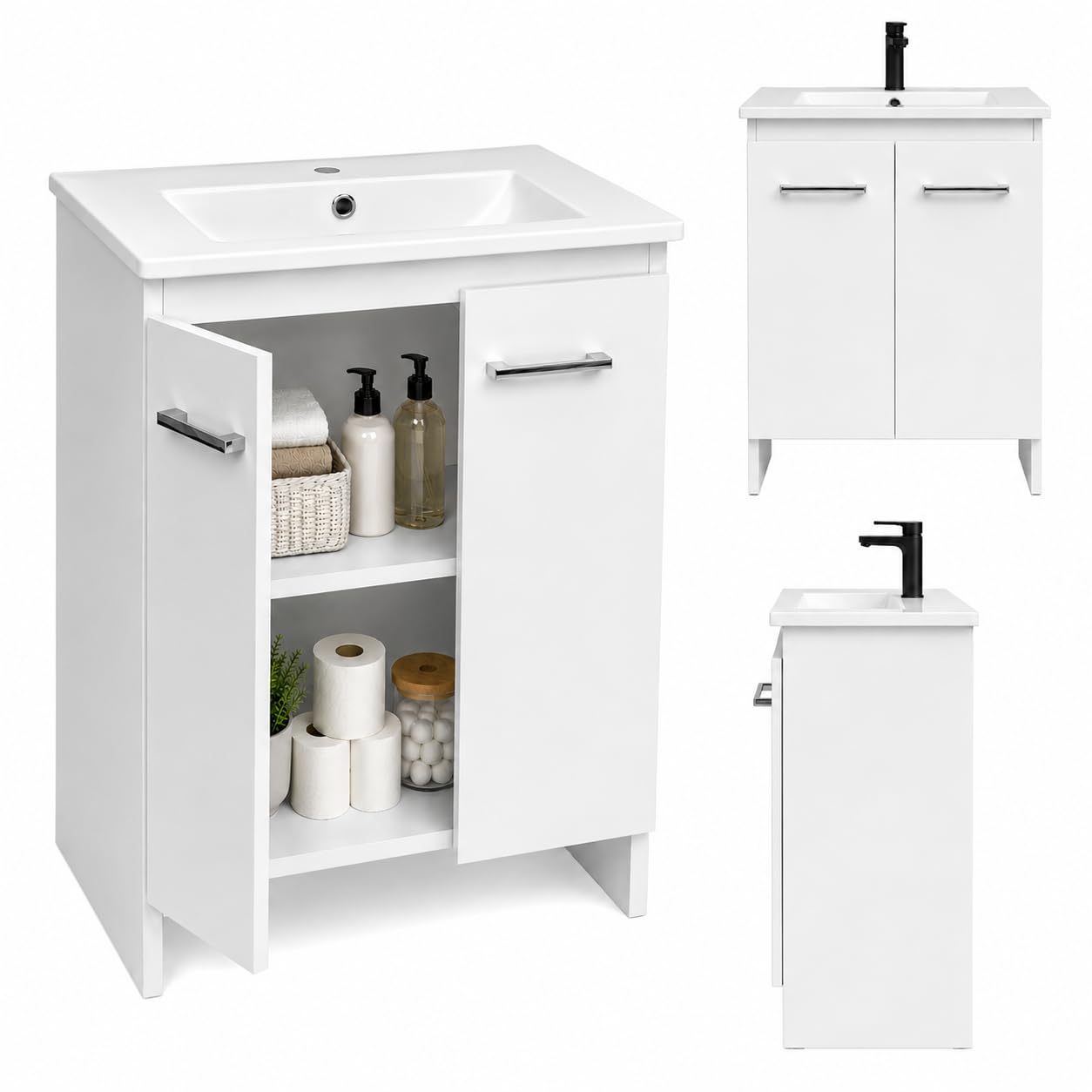 Meuble Sous Vasque Blanc avec Lavabo 60 x 87 x 46 cm - Salle de Bain