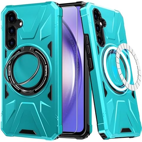 DorisMax for Samsung Galaxy A34 Case with Screen Protector - Enhanced Magnetic Kickstand - Car Mount Compatible, Military-Grade Shockproof Phone Case for Men, Women, and Girls - Turquoise Cover