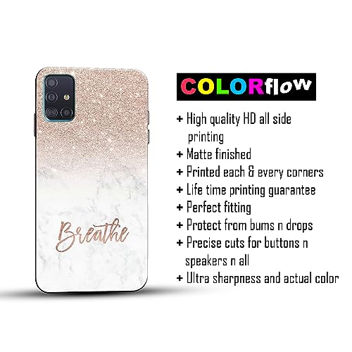 Image of COLORflow Back Cover Compatible with Samsung Galaxy A71 | (Best for Girls) Quotes (Breathe) Marble | Designer Printed Hard CASE Bumper Back Cover