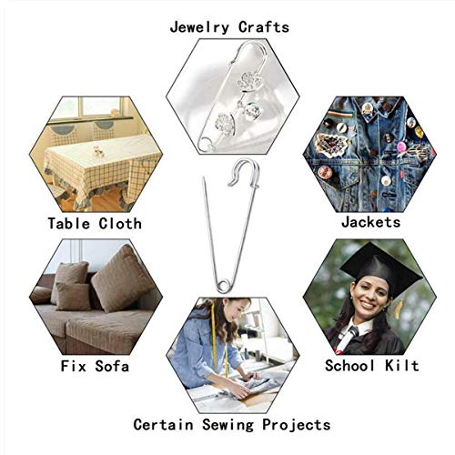 Reachtop Pack Of 30 Large Safety Pins, 2.76" Heavy Duty Blanket Pins Bulk Steel Spring Lock Pins Fasteners For Blankets Crafts Skirts Kilts Brooch Making #TOP5