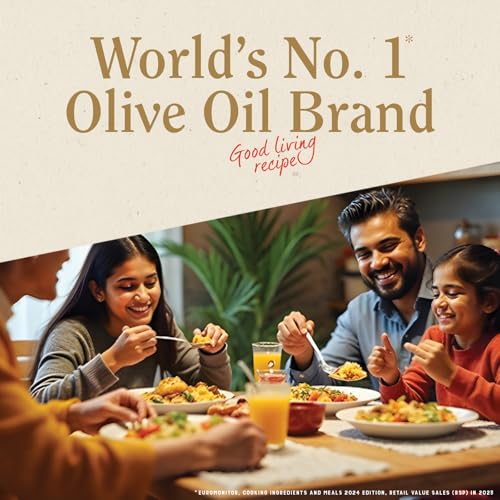 Image of Bertolli Indian Cooking Olive Oil 1L | 75% MUFA | Extra Light Taste, Suitable for High Heat Cooking, Frying & Roasting | World's No. 1 Olive Oil Brand (Pack of 3)