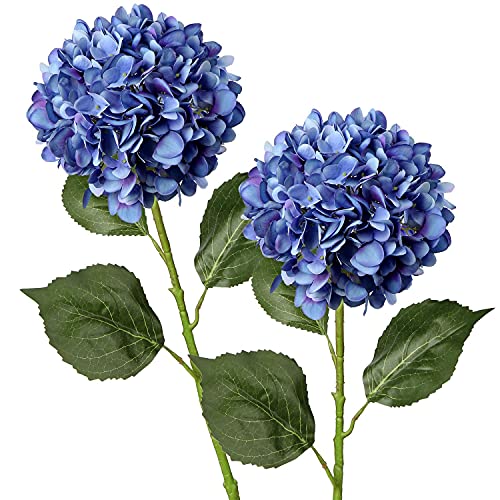 Kesio 2 ramos de flores de hortensias artificiales de imitación de hortensias para el hogar, mesa, centros de mesa, decoración de bodas, fiestas (azul)