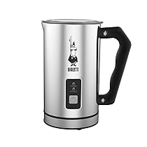 Bialetti 0004430 Montalatte Elettrico, capacità 240 ml, 500 W, 1 tazza, Acciaio Inossidabile, Argento, Nero