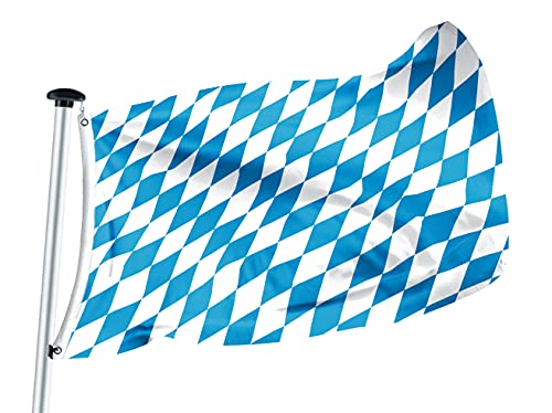 FLAGLY Premium Flagge Bayern-Raute ohne Wappen 100x150cm -115g/m² Stoffgewicht - gedruckt, robustes und witterungsbeständiges Glanzpolyester mit Ösen (100 x 150 cm, Bayern-Raute oW) FLAGLY Premium Flagge Bayern-Raute ohne Wappen 100x150cm -115g/m² Stoffgewicht - gedruckt, robustes und witterungsbeständiges Glanzpolyester mit Ösen (100 x 150 cm, Bayern-Raute oW)
