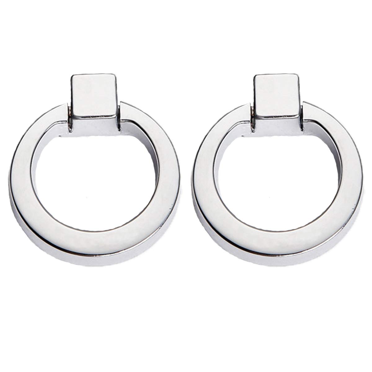 Creatwls Modern Furniture Decorative Hardware Drawer Drop Ring Pull Knob Dresser Wardrobe Cupboard Pull Handle with Screws - 2pcs, Chrome