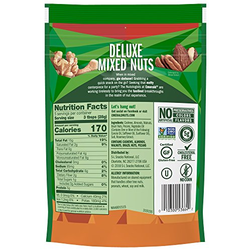 Emerald Deluxe Mixed Nuts, 5 Ounce Resealable Bag #TOP3