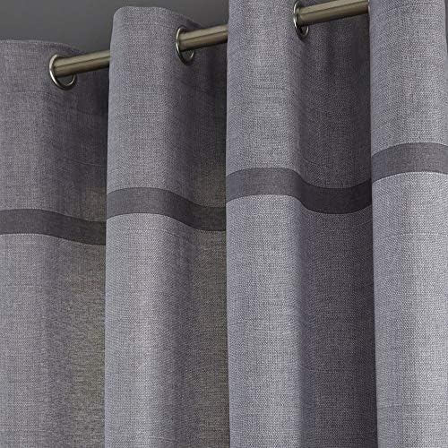 Catherine Lansfield Melville Woven Texture Cotton 66x72 Inch Eyelet Unlined Curtains Two Panels Grey