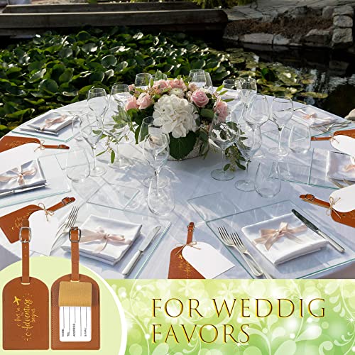Image of Amylove Bulk Luggage Tags Wedding Favors Adventure Begins Luggage Tags for Guests Travel Tag for Suitcase Bridal Gift 24 Pack