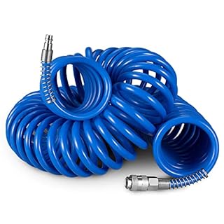 Tubo ad Aria Compressa Attacco Semplice Veloce Intuitivo 1/4" Compressore Tubo a Pressione, Rinforzato Raccordo Flessibile Elastico Resistente Vibrazioni Corrosione (15 Mt Spiral)