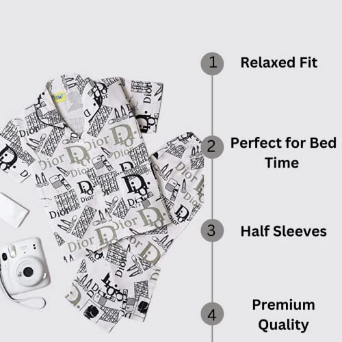 Image of A Little Swag Cotton Printed Night Dress Soft Night Suit Sleepwear Nightwear Set Unisex Kids Wear