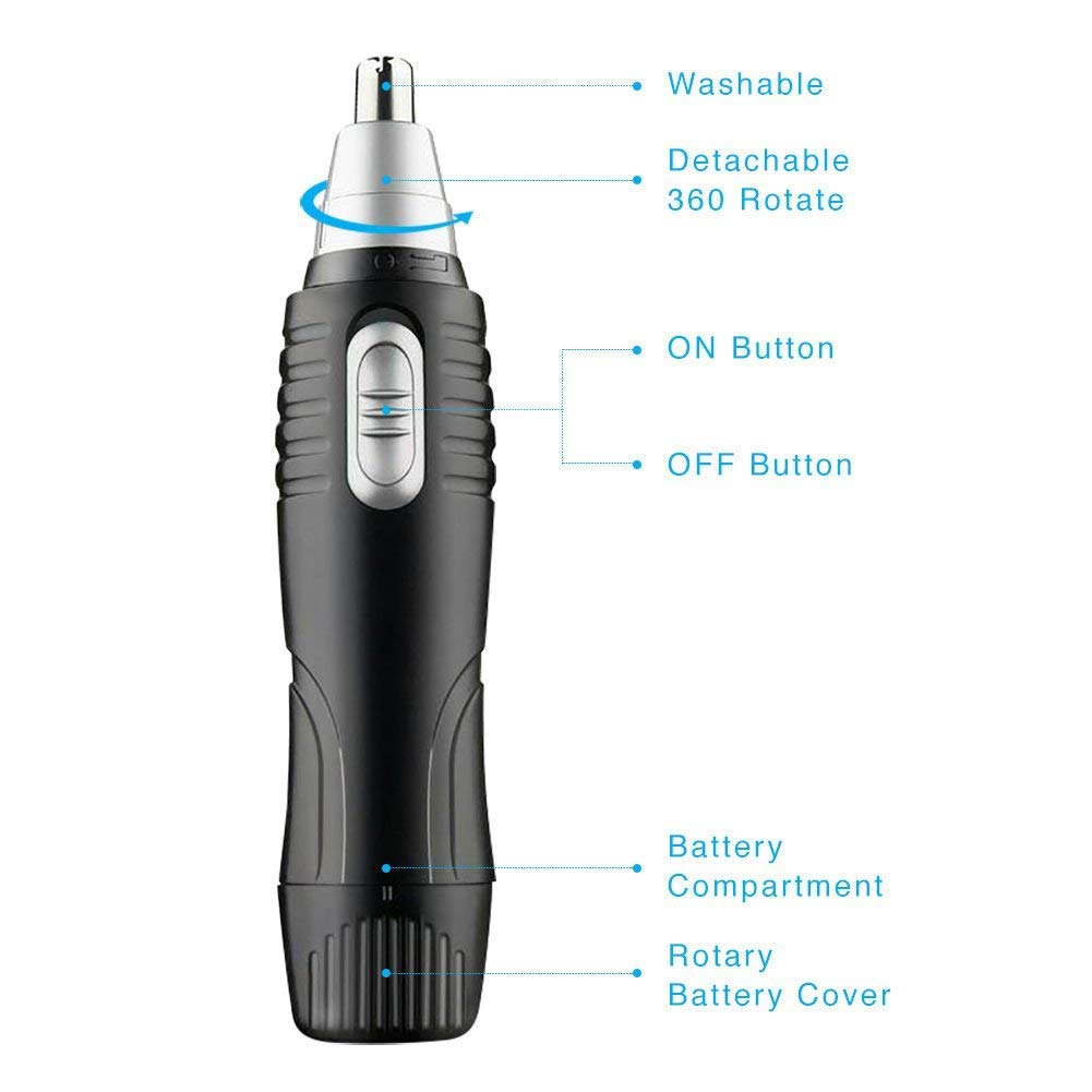 Nose Hair Trimmer - Waterproof Stainless Steel Nose Trimmer Beard and Eyebrow Clipper
