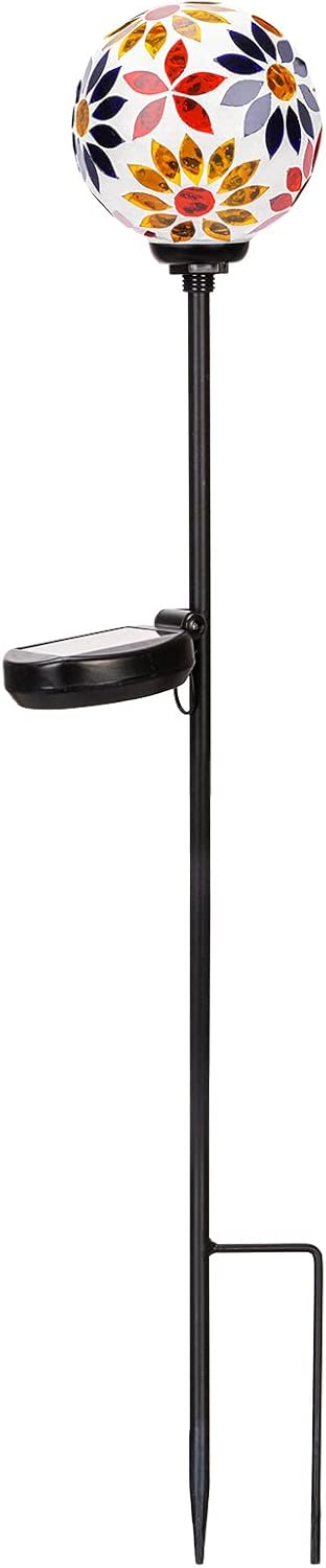 Afirst Solar Lights Outdoor Decorative - Solar Gazing Ball Mosaic Garden Stakes Flower Decorative Lights Waterproof for Pathway Yard Lawn Decoration Orange - Image 8