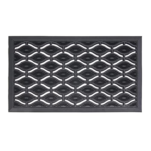 LSC Rubber Door Mat Non Slip Heavy Duty Welcome Doormats For Indoor & Outdoor Anti-Fatigue Dirt Scraper Outdoor Mat for Entrance Eye Design (Pack of 1, 40 x 70 cm)