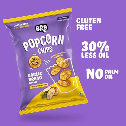 Image of BRB Corn Popped Chips | Popcorn & Nachos Upgraded | 10 Packs X 48 Grams | Garlic Bread Flavour