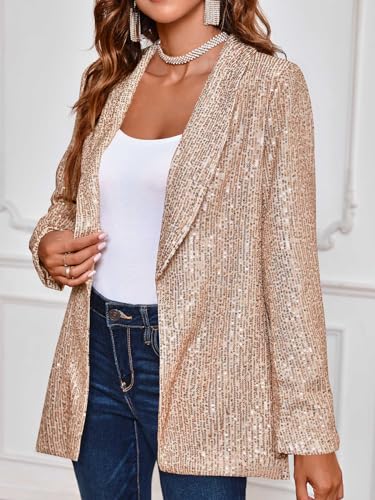 Cicy Bell Women's Sequin Shiny Blazer Casual Laple Long Sleeve Sparkly Party Jackets Blazer2