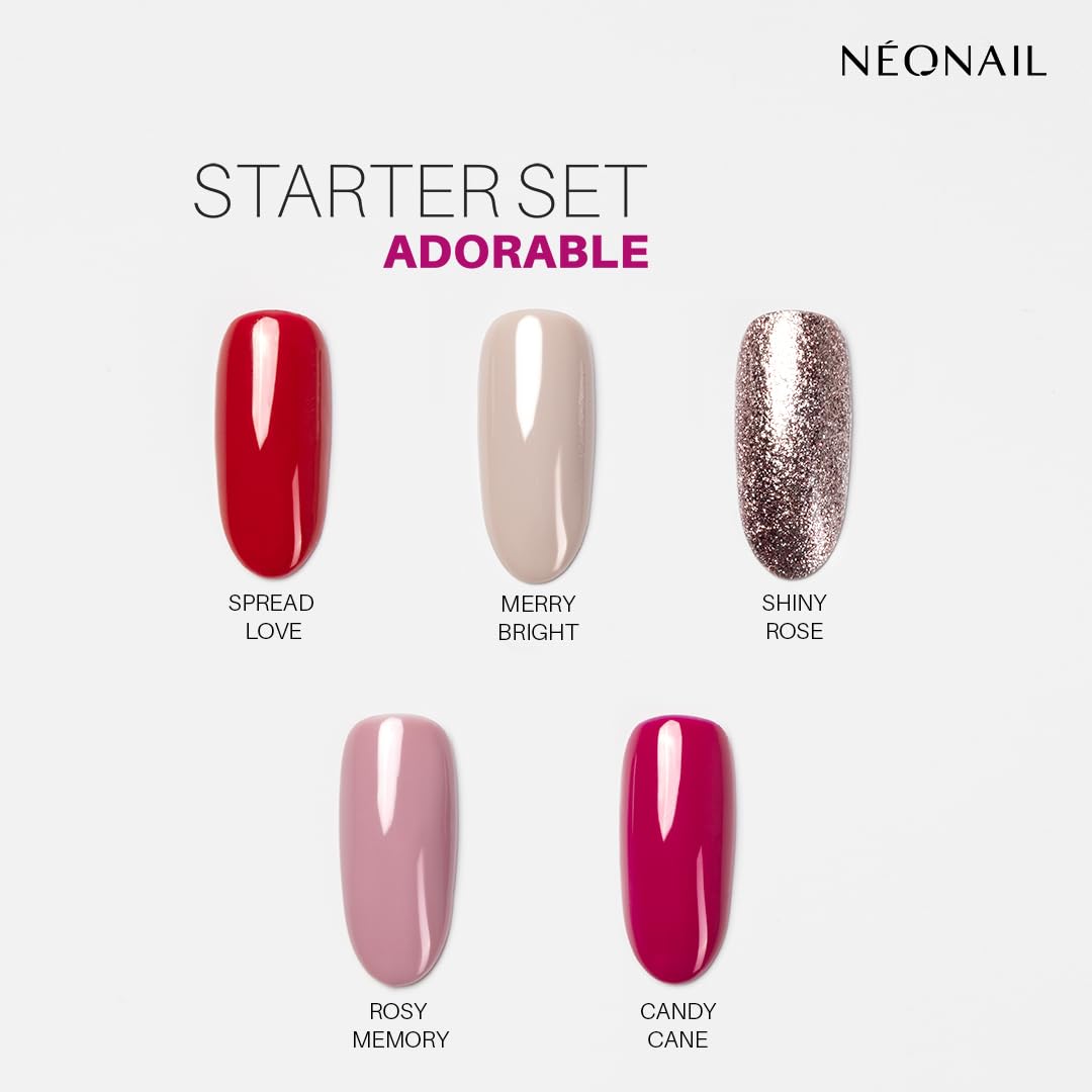 NÉONAIL Starter Set ADORABLE - LED UV Lampe 21W/48 - UV Nagellack - Maniküre Set - Top - Starterset mit Lampe - Sets - Nagellack Set - Farben - Base - Manicure - Nagelset