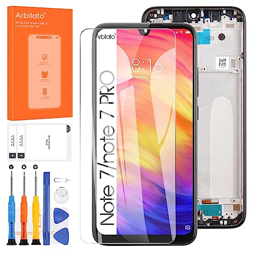 Screen for Xiaomi Redmi Note 7 Screen Replacement for Redmi Note 7 Pro LCD Screen M1901F7G,M1901F7S Touch Display Digitizer Assembly Repair Parts?Black with Frame?