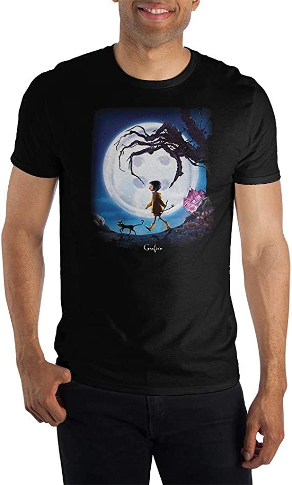 Bioworld Coraline - Camiseta de manga corta para hombre, diseño de película animada, color negro, Negro -, XXX-Large