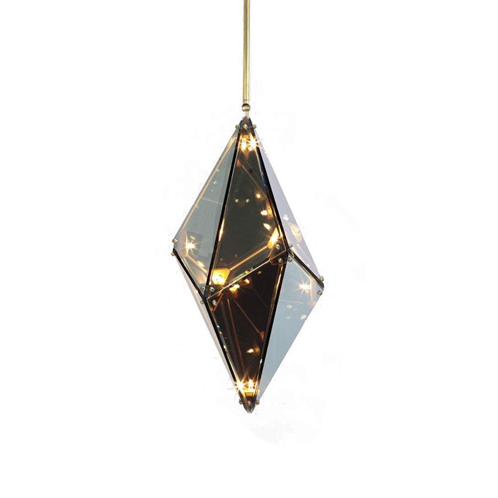 Creativo Diamante Diamante Vetro Lampadario,G4 Stile Nordico Ristorante Lampadario,Utilizzato Per Bar Per Il Tempo Libero Bar Decorazione Scala-Vetro oro e fuliggine 107 * 54cm
