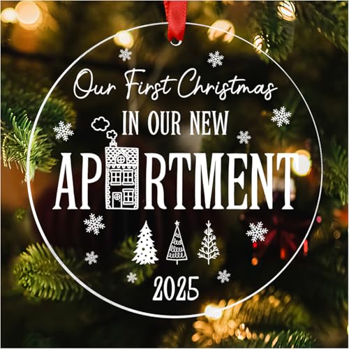Our First Christmas in New Apartment 2025 - Apartment Decor Housewarming Gifts Housewarming Gifts for Couples & Families - 1st Apartment Christmas Ornament - New Home Gift Ideas - Acrylic Ornament