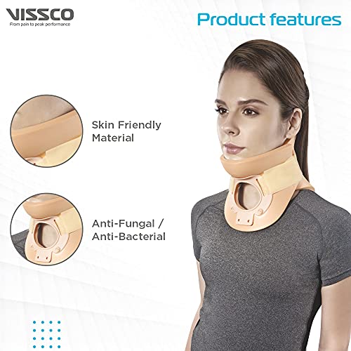 Image of Vissco Cervical Collar (Philadelphia)- Rigid Neck Brace for Cervical Spine Immobilization and Pain Relief, Firm Neck Support for Fractures and Post-Surgery, for Men and Women- Medium (Beige)