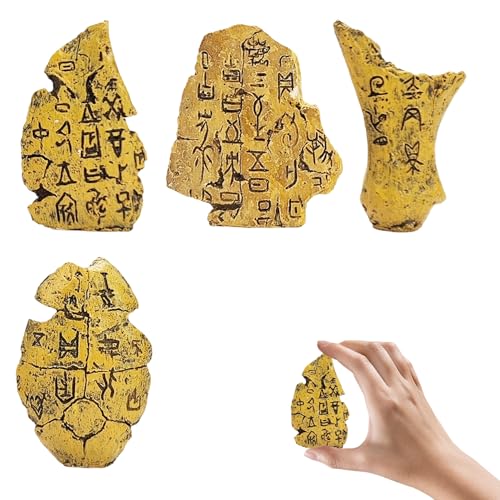 Figurines en résine Oracle Bone Script 4 pièces, réplique d'écriture chinoise ancienne pour décoration de bureau à domicile, étagère et bureau,...