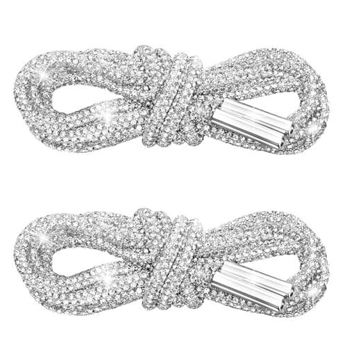 LYXMYGS 2PCS Rhinestone Shoe Laces Round Glitter Shoes Laces for Sneakers Crystals Bling Diamond Rope Shoe Strings Crystal Bling Shiny Round Shoes Lace for Sweatpants Shorts Crystal Hoodies