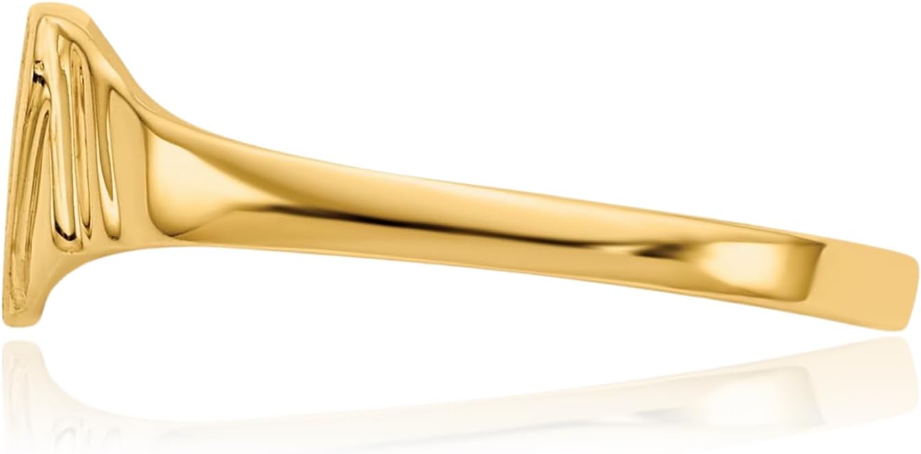 IceCarats 14K Solid Yellow Gold Childrens Heart Signet Ring 1mm Slim Band Brushed, Engravable Matte