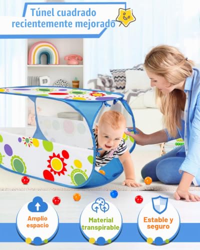 Miniatura 2 de Maikehigh Tunel De Juego Infantil 4 En 1, Pop Up Tienda Campaña Plegable Piscina Bolas Bebe Parque Exterior Interior Jardín Juguetes Niños Niñas Regalos