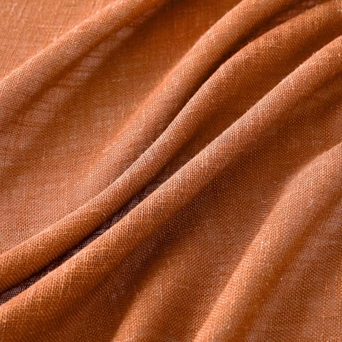 MIULEE Orange Curtains 96 Inch Length 2 Panels for Bedroom Living Room, Soft Thick Linen Textured Window Drapes Semi Sheer Light Filtering Back Tab Rod Pocket Burlap Look Fall Boho Decor