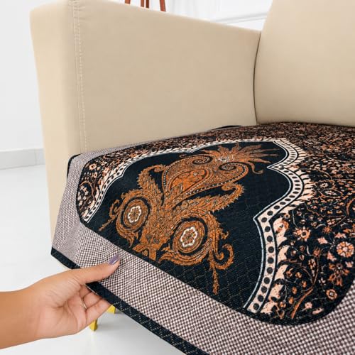 Image of Homerz Premium 'Maharaja Paradise Series' Sofa Cover | Net Fabric Sofa Cover | Washable, Anti-Dust Backed & Wrinkle Resistant Cover (Sheesh Mahal, 1 Seater, Only Seat Cover)
