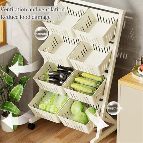 Küchenwagen, mehrstöckiges Küchenregal, rollender Vorratswagen für Obst, Gemüse und Snacks, platzsparendes Design für Küche und Waschküche