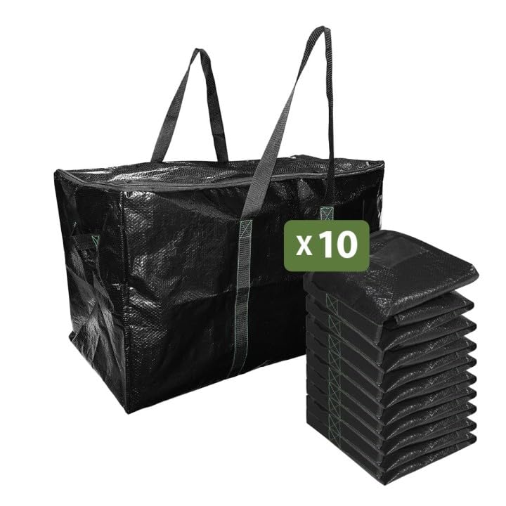 Sacs De Déménagement HomeHacks - Lot De 6 Sacs Transparents 93L, Poignées Renforcées, Zip 3 Côtés, étanches, Debout