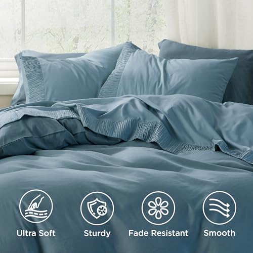 Image of Bedsure Twin XL Sheets Dorm Bedding - 3 Pieces Soft Extra Long Twin Sheets, Breathable & Cooling Bed Sheets Set, Oeko Tex, Easy Care Microfiber for Women, Men, Mineral Blue