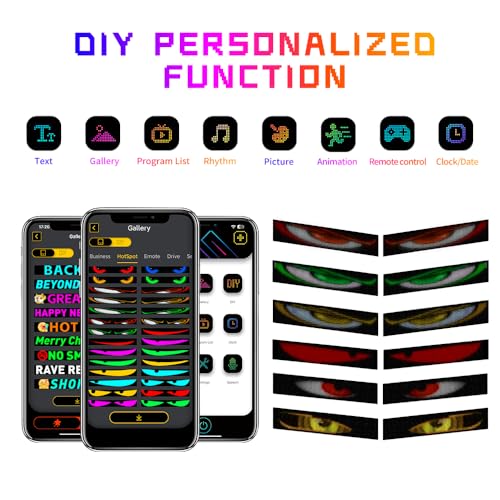 Image of Digital Flexible LED Signs for Cars, SUVs, Trucks &Party Wedding Festival, Bluetooth App Control DIY Programmable Scrolling Light Signs Matrix Panel, USB 5V2A, 13.7''x4.01''