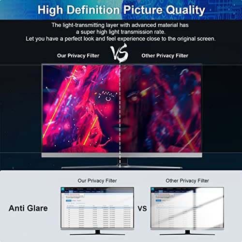 [2 Pack] Computer Privacy Screen 27 Inch For 16:9 Widescreen Monitor, Removable Eye Protection Anti Glare Blue Light Filter, Anti Scratch Computer Monitor Privacy Shield 27 In #TOP5