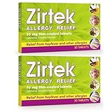 Zirtek Allergy Relief Cetirizine Antihistamine Tablets | 60 Allergy Tablets 10mg | 24 Hour Allergy Relief - for Hayfever, Dust, Pets, Runny Nose & Hives | Adults and Children Over 6 Years