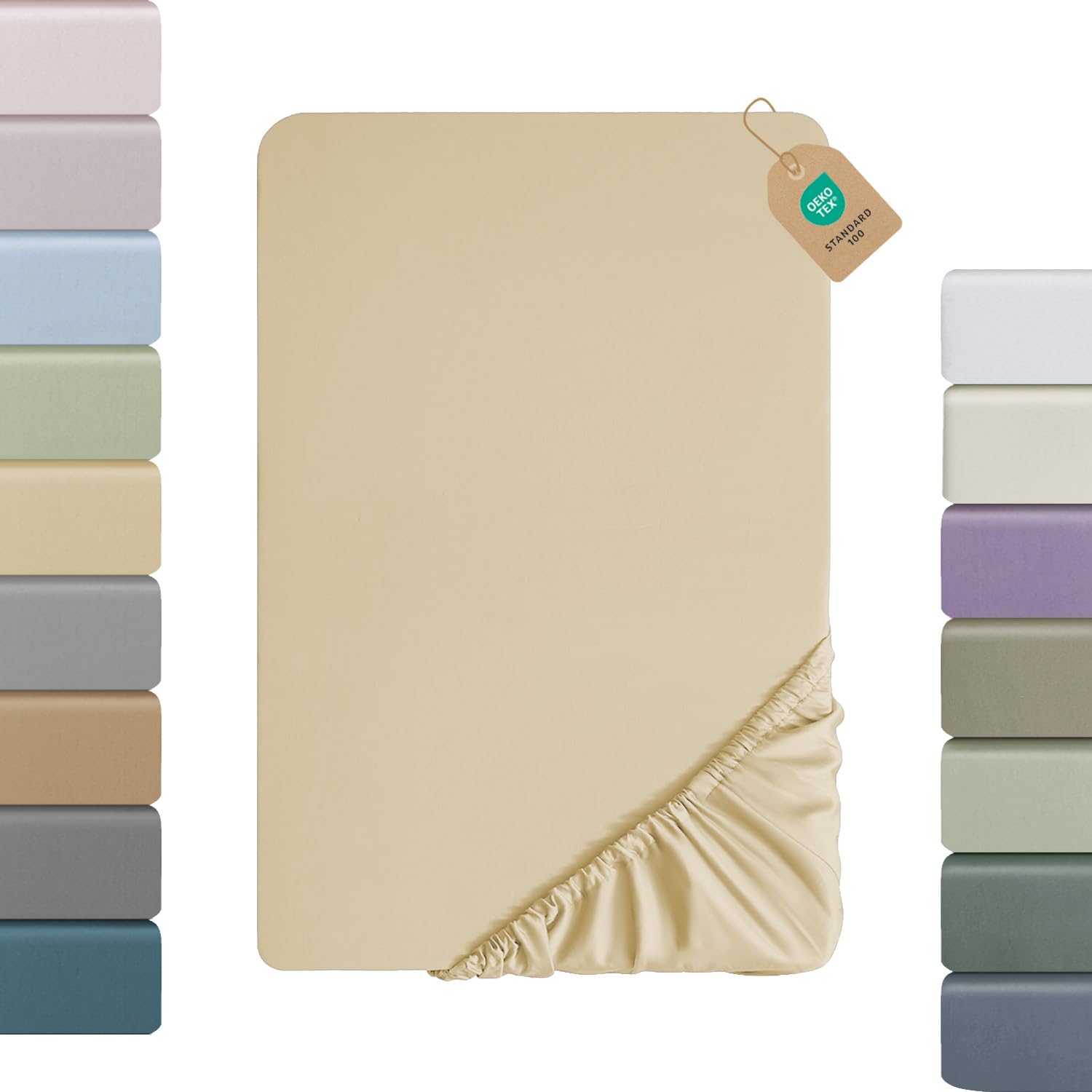SOULFUL Satin Spannbettlaken, 100% Langstapelige Baumwolle Spannbettlaken