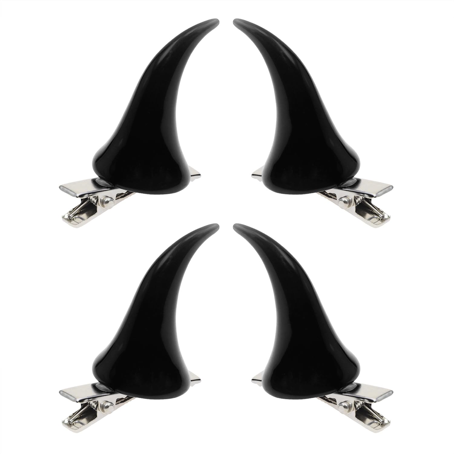 Penta Angel Halloween Evil Horn Hair Clips 4pcs Small Horror Demon Goth Ear Hairpins Hair Barrettes Accessories for Women Adults Props Party Cosplay Costume (Black)