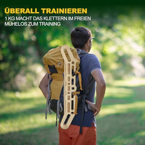 Image of POWER GUIDANCE Wooden Hangboard Portable Rock Climbing Hangboard with Suspension Training Function, Enhance Finger Grip Strength, Indoor and Outdoor Use