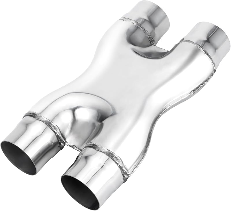 Tubo X do escapamento LCGP 5,72 cm, aço inoxidável polido, 30,48 cm – Soldável, 1 unidade