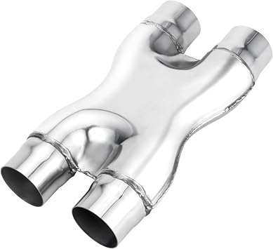 LCGP 2.25 Exhaust X Pipe, Universal 2.25 In/Out Crossover X Pipe 12 Length Polished Surface Stainless Steel Weld-on