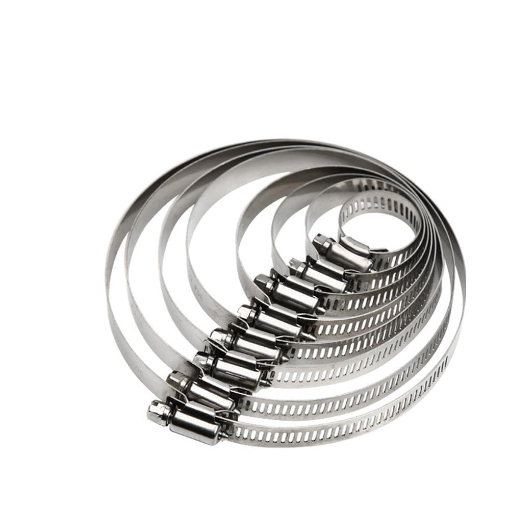 Abrazadera de manguera de acero inoxidable ajustable de 8 mm a 700 mm, tamaño de tornillo sin fin, aro de clip, abrazaderas de manguera a presión, 10 unidades, 350, 450 mm