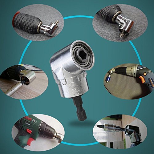105 Angle 1/4-Inch 6mm Extension Hex Drill Bit Screwdriver Socket Holder Adaptor and Multi-Function 7mm-19mm Ratchet Universal Sockets 1/4''-3/4'' Metric Wrench Power Drill Adapter Set