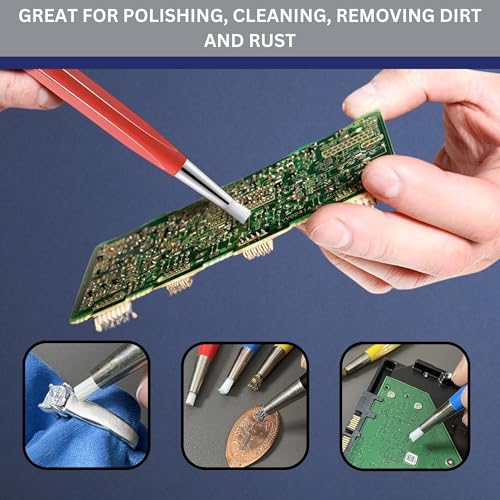 Image of Handy Flux 7oz with 4-Piece Pixiss Scratch Brush Pen Set - Includes Fiberglass, Brass, Steel, and Nylon Brushes for Soldering, Rust Removal, Circuit Board Cleaning, and Polishing