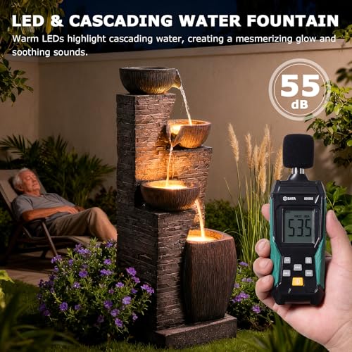 Image of 38.2 inch Tall Water Fountain Outdoor Garden Modern Fountains