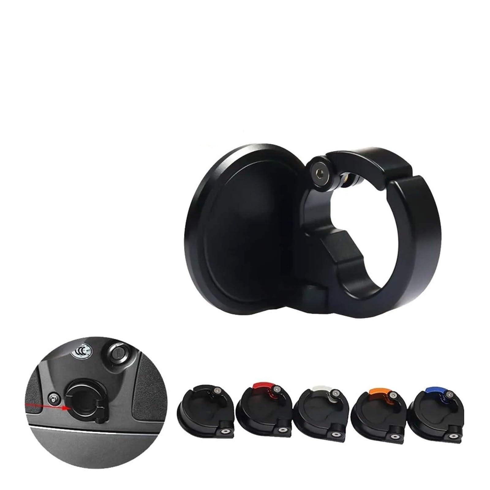 ULTFVPMQR Fit for Vespa GTS300 GTS250 GTV GTS 125 250 300 LX Sprint Primavera 125 150 Motorcycle Scooter Foldable Helmet Lock Luggage Hook(Black)