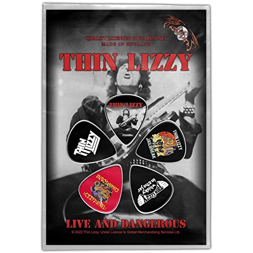 Thin Lizzy Plectrum Pack Live And Dangerous Official Black Set Of 5