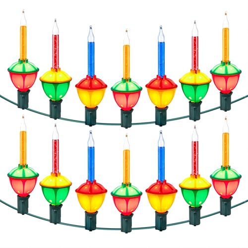 Moonflor 2 Pack Christmas Bubble Lights - Total 14FT Vintage Christma String Light with 14 Counts Bubbling Bulbs, Connectable Bubble Lights for Christmas Tree Holiday, Multicolor